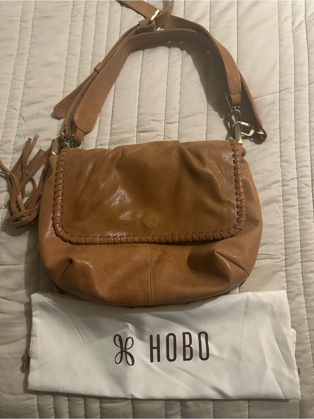 HOBO Harley Convertible Leather Shoulder Bag In Whiskey - Picture 9 of 14